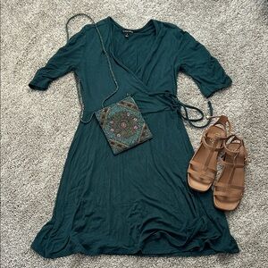 41 Hawthorn Forest Green Wrap Dress